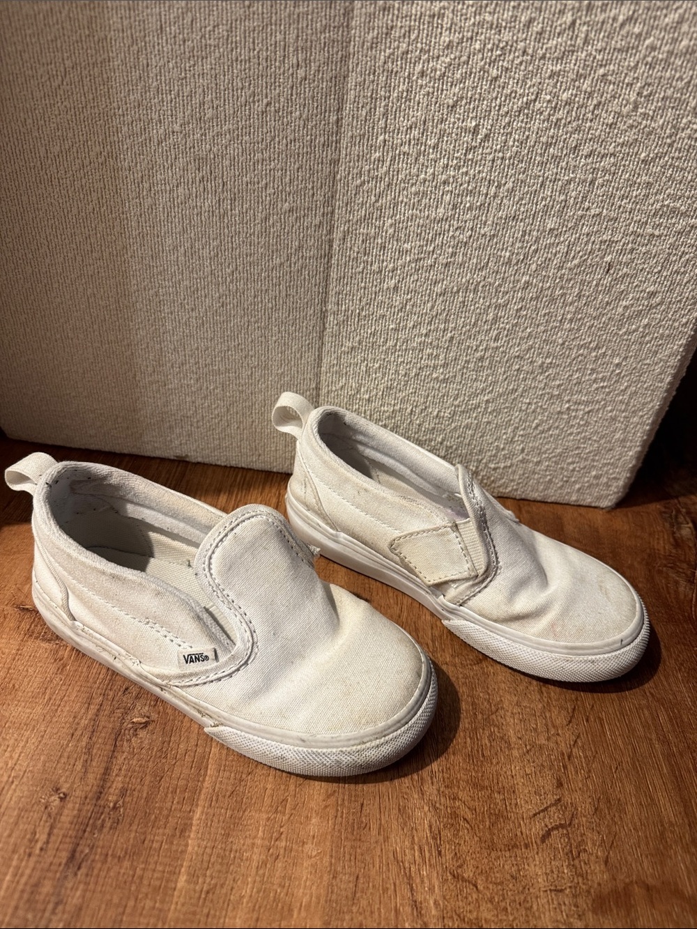 Vans Kids White Canvas Slip-On Sneakers